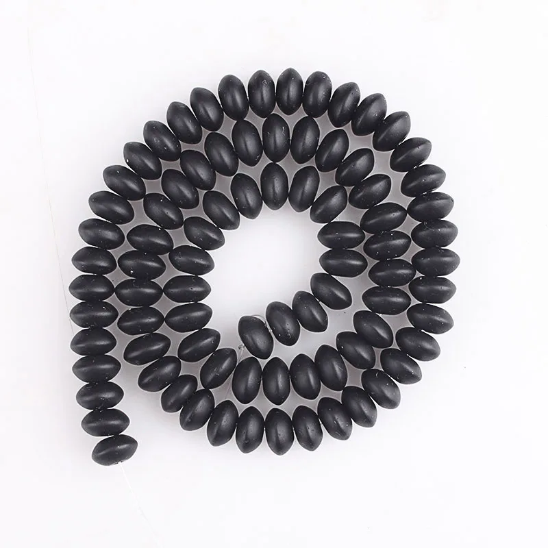 Natural Matte Black Agate Spacer Beads Abacus Onyx Loose Rondelle Beads Bracelets Necklace Jewelry Making Accessories 6 8 10mm