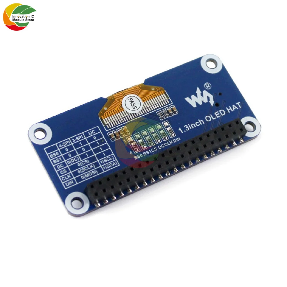 Pantalla OLED de 1,3 pulgadas HAT SH1106 128x64 Placa de expansión LCD Interfaz I2C de 4 cables / 3 cables / adecuada para Raspberry Pi 2B / 3B / Zero / W