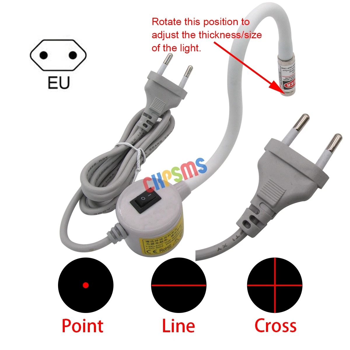 1PCS 220V-240V EU Plug Magnetic base gooseneck Red Positioning Laser Light FOR Sewing & Cutting  Machine