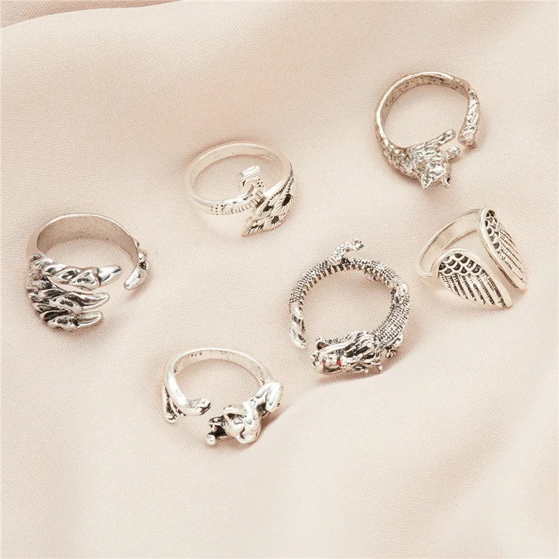 Vintage Chic Katzen-Tier-Knöchelringe für Frauen, Charmante Gothic Punk Frosch-, Hasen-, Oktopus-Offene Fingerringe, Modeschmuck – Detail 2