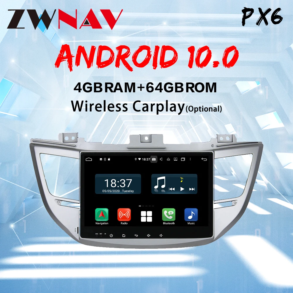 ZWNAV Android 10 car radio multimedia video player for Hyundai Tucson IX35 2014-2018 WIFI carplay dsp Navigation GPS 2DIN