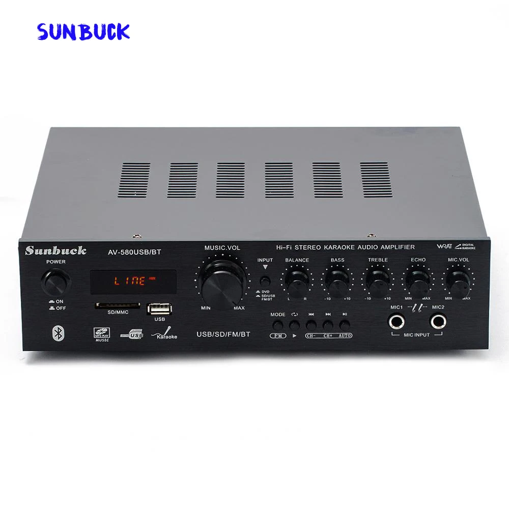 Sunbuck TAV-580BT  5.1 Channel 300W High Power SD USB FM Bluetooth Remote Control Power Amplifier Home AV Sound Amplifier Audio