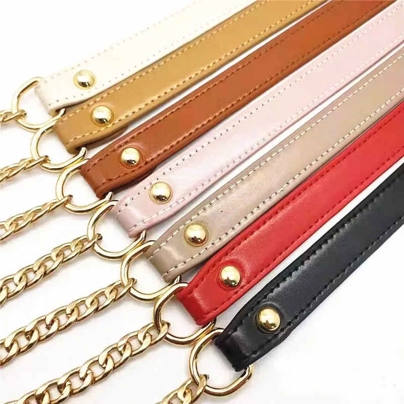 120cm PU Leather Gold Metal Chain Shoulder Bag Strap Buckle Handle DIY Repalcement Solid Handbag Bag Accessories Correa Bolso