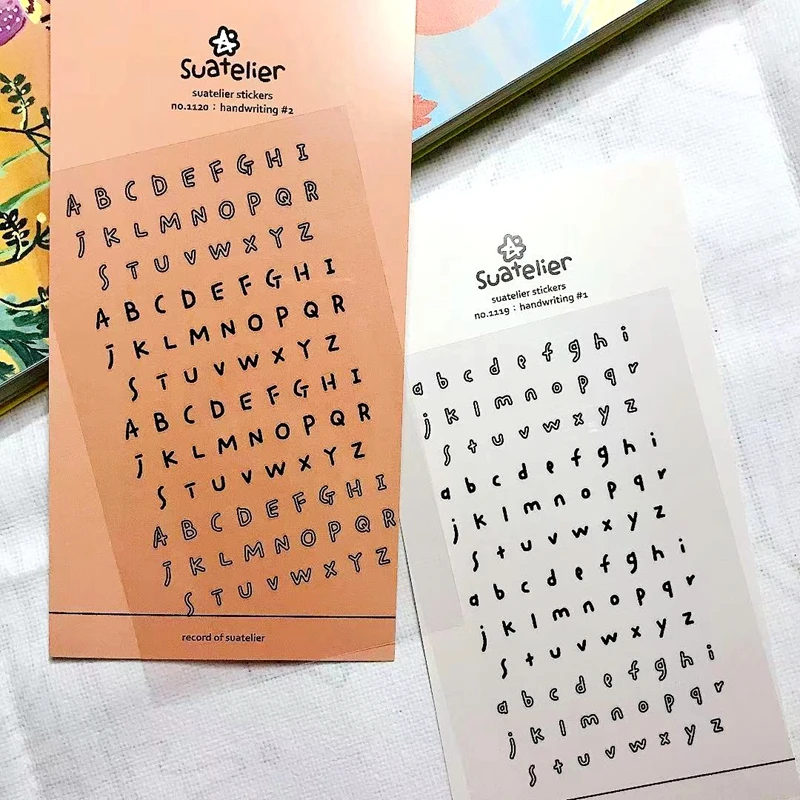 Suatelier Handwriting Letter Stickers Diary Planner Scrapbooking Material Upper Lower Cut Die Alphabet DIY Junk Journal Supplies