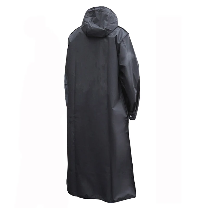 Imperméable long et noir à capuche à la mode pour femme ou homme adulte,manteau de pluie épais et ré