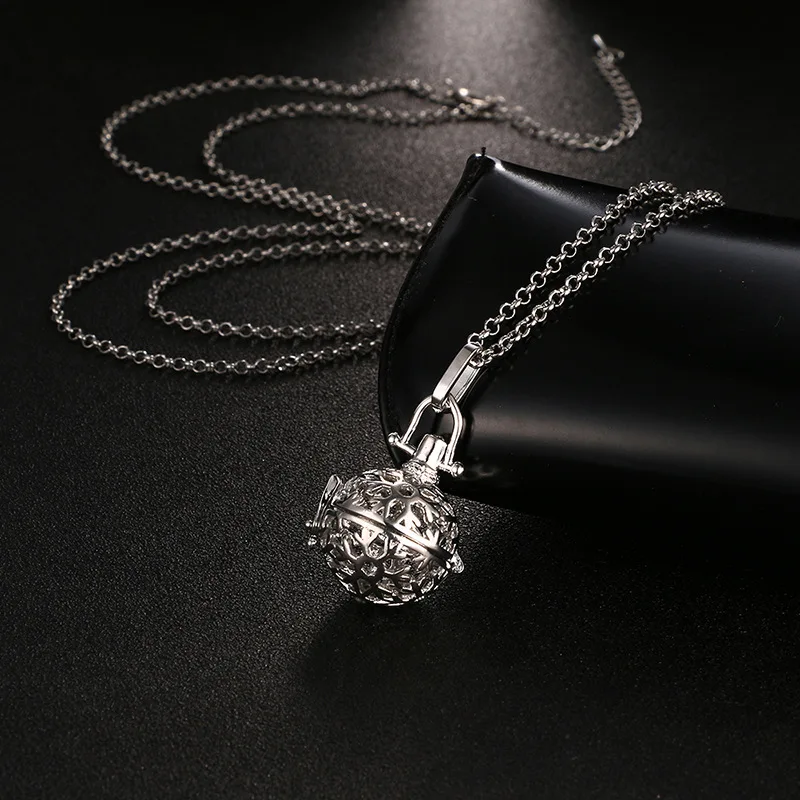 Charm Mexico Music Ball Caller Locket Snowflake Pendant Vintage Pregnancy Necklace Aromatherapy Essential Oil Diffuser Jewelry