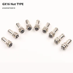 1set GX16 Nut type Male & Female Electrical connector 2/3/4/5/6/7/8/9/10 Pin 16mm Aviation Socket Plug Wire Panel Connectors