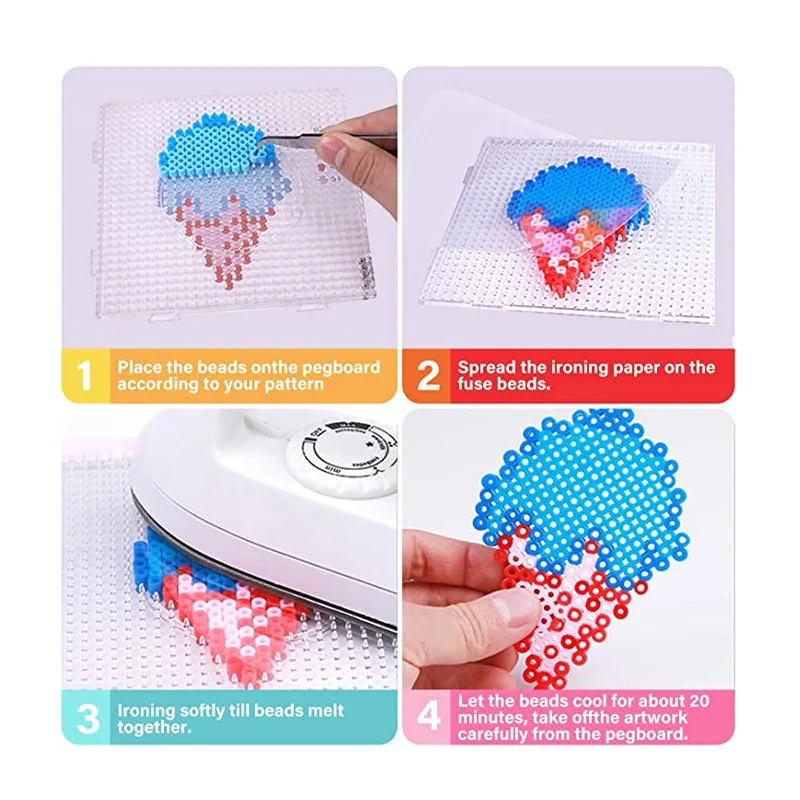 PUPUKOU Perler Fuse Bead Pegboard forma quadrata pratici modelli di perline trasparenti in PE modello di Puzzle a cerchio per perline Hama