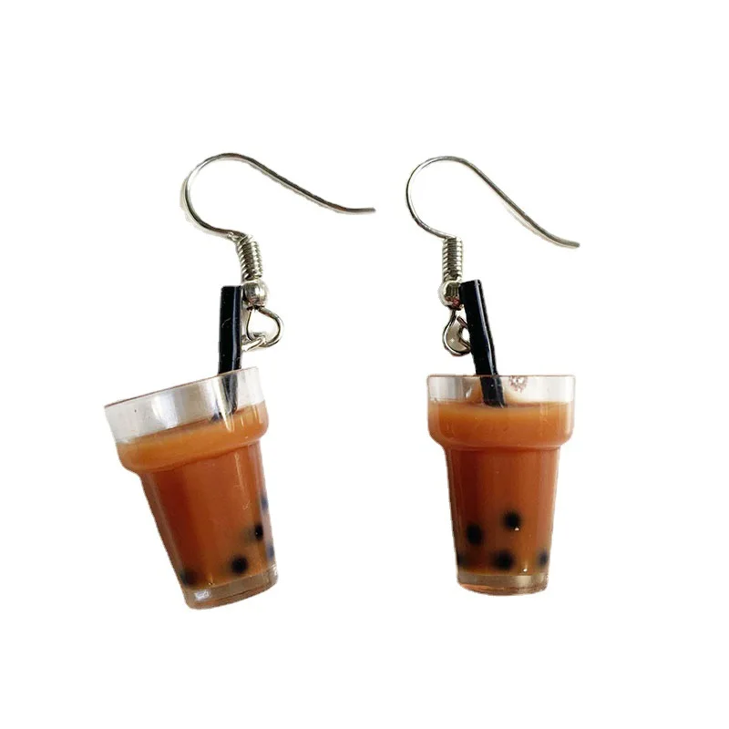 Hanging Earrings Bubble Tea Cool Stuff Girl Personality Originality Glass Lovely Interest Simple Temperament Earrings For Teens