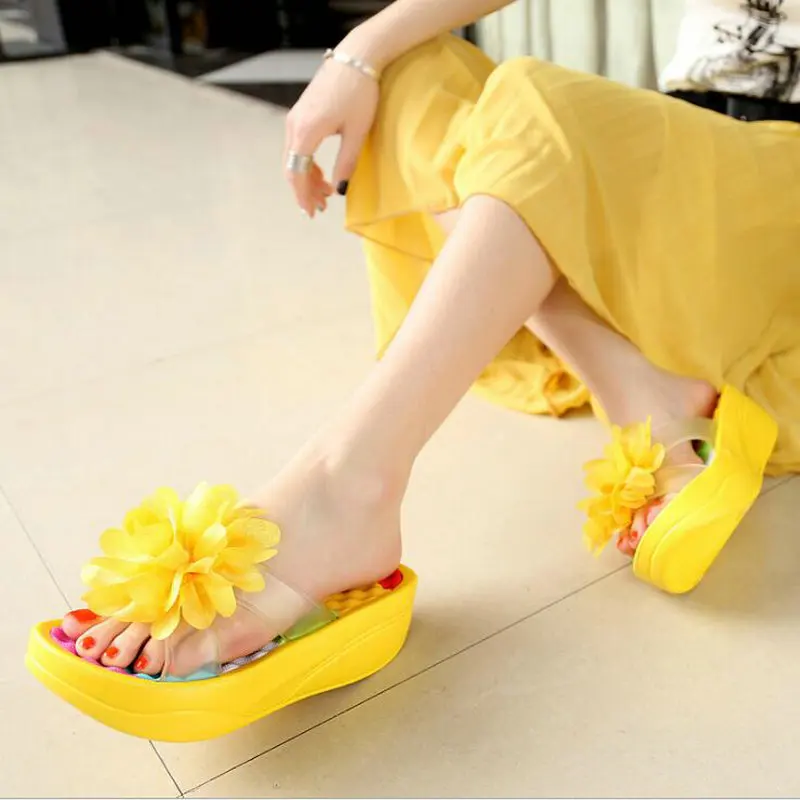 Summer Sandals Wedges Flip Flops Platform Slippers Shoes slippers sandalia New Women Sandals Fashion Flower shoes RTG6