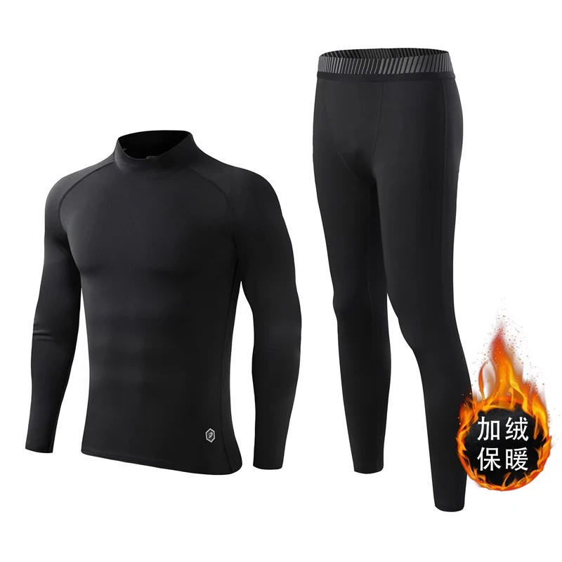 

Winter Sports Thermal Underwear Men's Fleece Compression Long Sleeve Shirt Thermal Base Layer Sports Leggings Sportswear Thermal