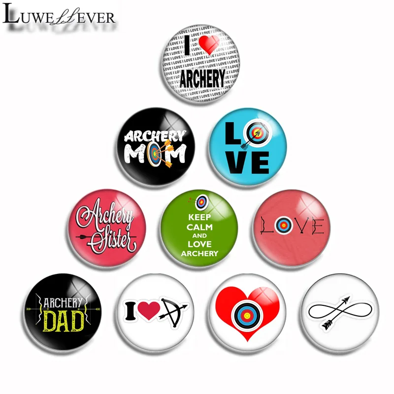 10mm 12mm 14mm 16mm 20mm 25mm 499 Love Archery Mix Round Glass Cabochon Jewelry Finding 18mm Snap Button Charm Bracelet