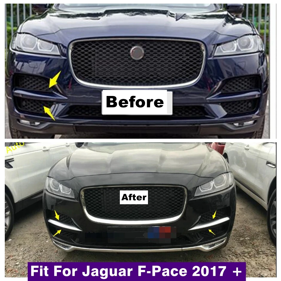 Front Head Grille Racing Grill Air Scoop Fog Lamps Lights Panel Cover Trim For Jaguar F-Pace 2017 - 2023 Exterior Accessories