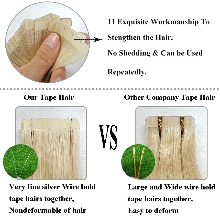 ShowCoco Mini Tape in Human Hair Extensions Virgin Remy Natural 2-3Years Double Sided Real Hair Skin Weft Balayage Tape on Hair