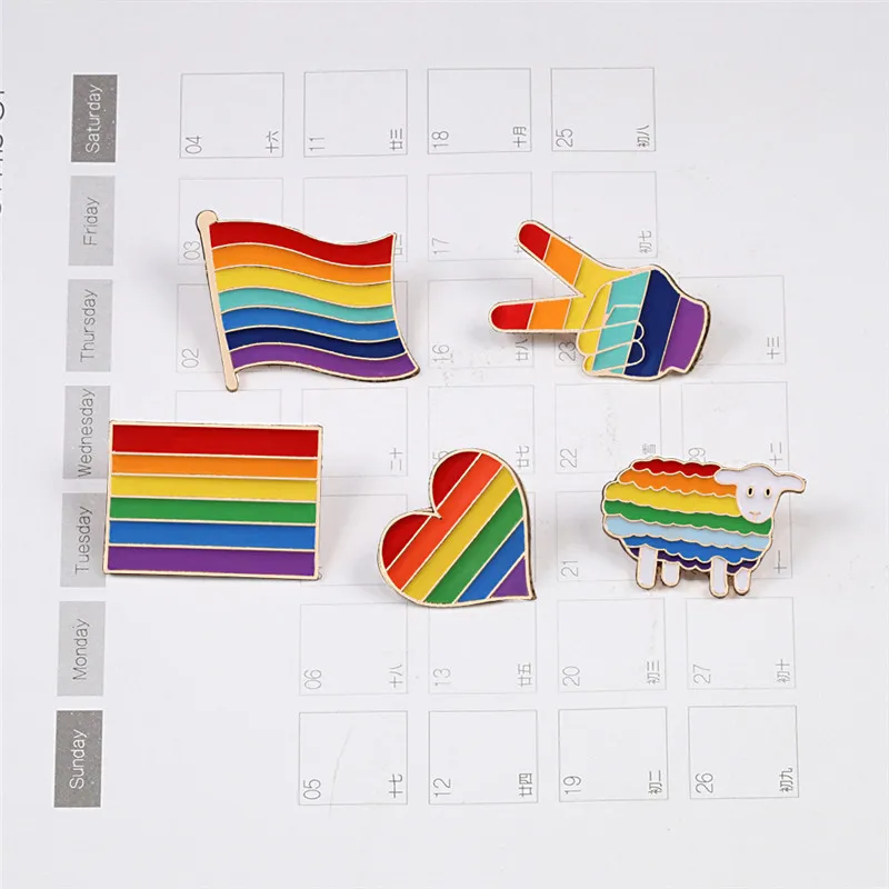 Miłość Pride Rainbow Pins serce Gay emalia Pin flagi ołówek owce broszki Intersex odznaka ubrania przypinki na klapę para biżuteria prezent