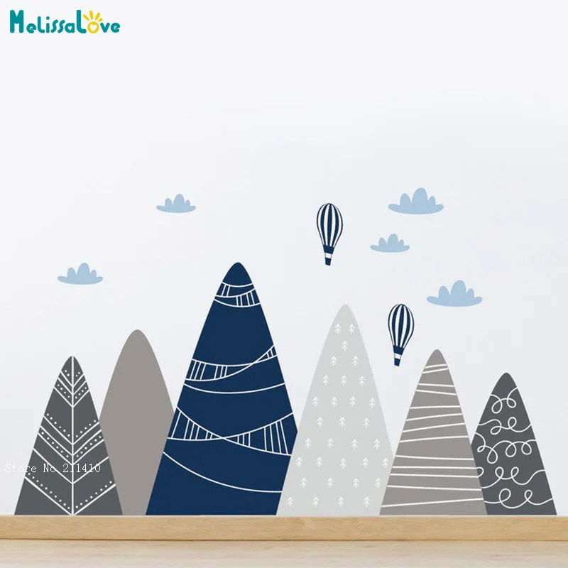 Six Mountains Wall Sticker for Kids Room Adventure Nursery Decor Boys Girls Decals Vinyl Lovely Stickers YT6420