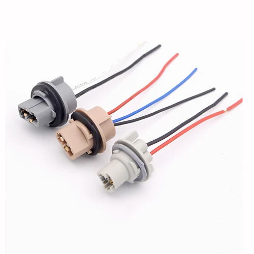 Imagen 2 del producto 2 uds T13 T20 7440 7443 casquillo de bombilla W21W W21 5W adaptador arnés de cables para señal de giro de coche accesorios de Base de luz de freno