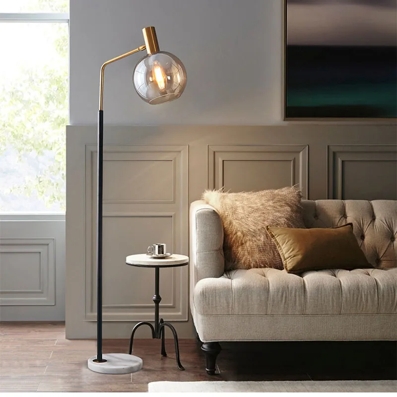 Multicolor Glass Living Room Sofa Bedside Reading Floor Lamp Copper Color Lamp Body Glass Lampshade Nordic Led Floor Lamp