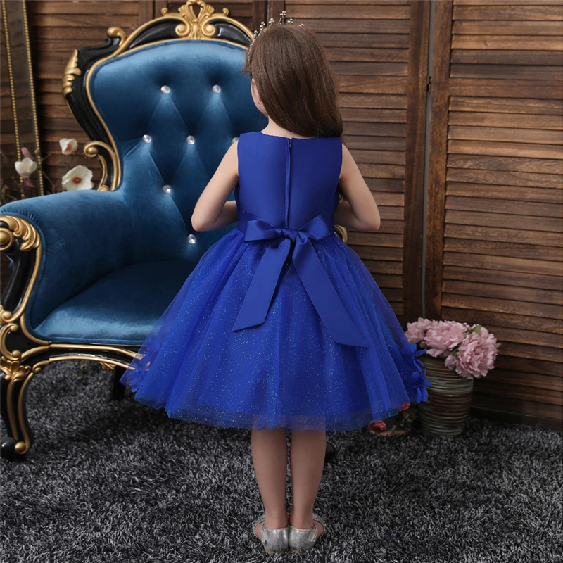 Baby Children Girl Dress 2020 Kids Ceremonies Party Dresses Flower Princess Wedding Gown Girls Christmas Dress applique vestido