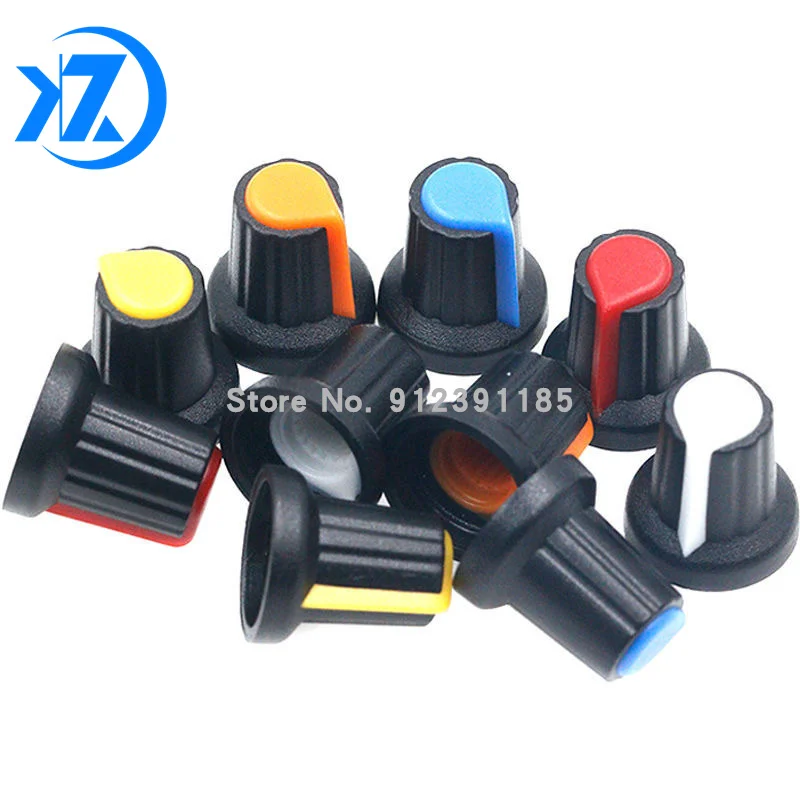 10Pcs WH148 Potentiometer Switch knob Cap Plastic Knob Plum Handle 15X17mm AG2 Handle 6MM BLACK RED YELLOW ORANGE WHITE