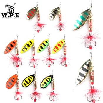 W.pe marca spinner isca 1 pçs 6.5g/10g/13.5g 22 cores com gancho agudo colher de metal isca de pesca dura isca de pesca equipamento de pesca