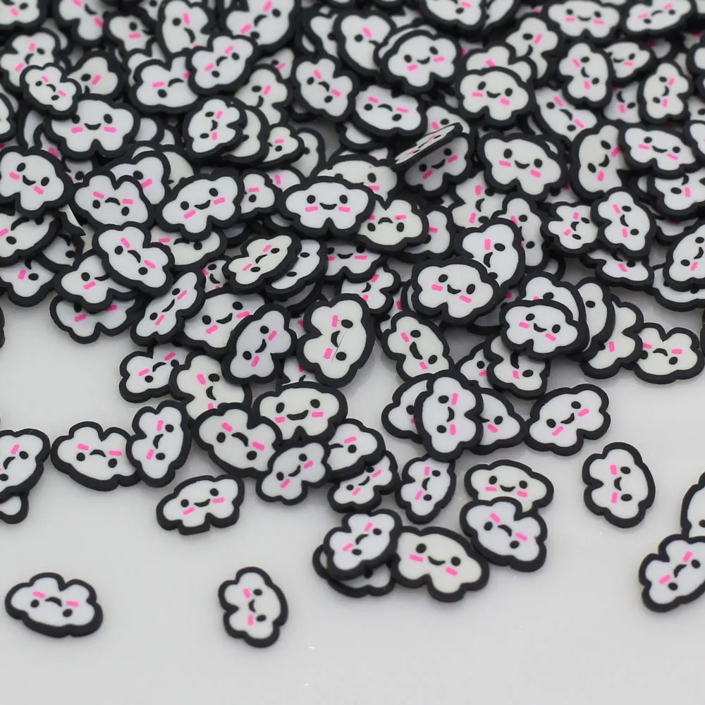 Wholesale Factory Price Kawaii Smiling Cloud Polymer Clay Slices Happy Cloud Slices Sprinkles 3D Nail Art Stickers