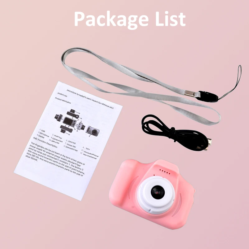 Mini câmera infantil, câmera digital hd 1080p com tela ips de 2 polegadas, câmera de vídeo para crianças, brinquedo para meninos e meninas, presente de aniversário