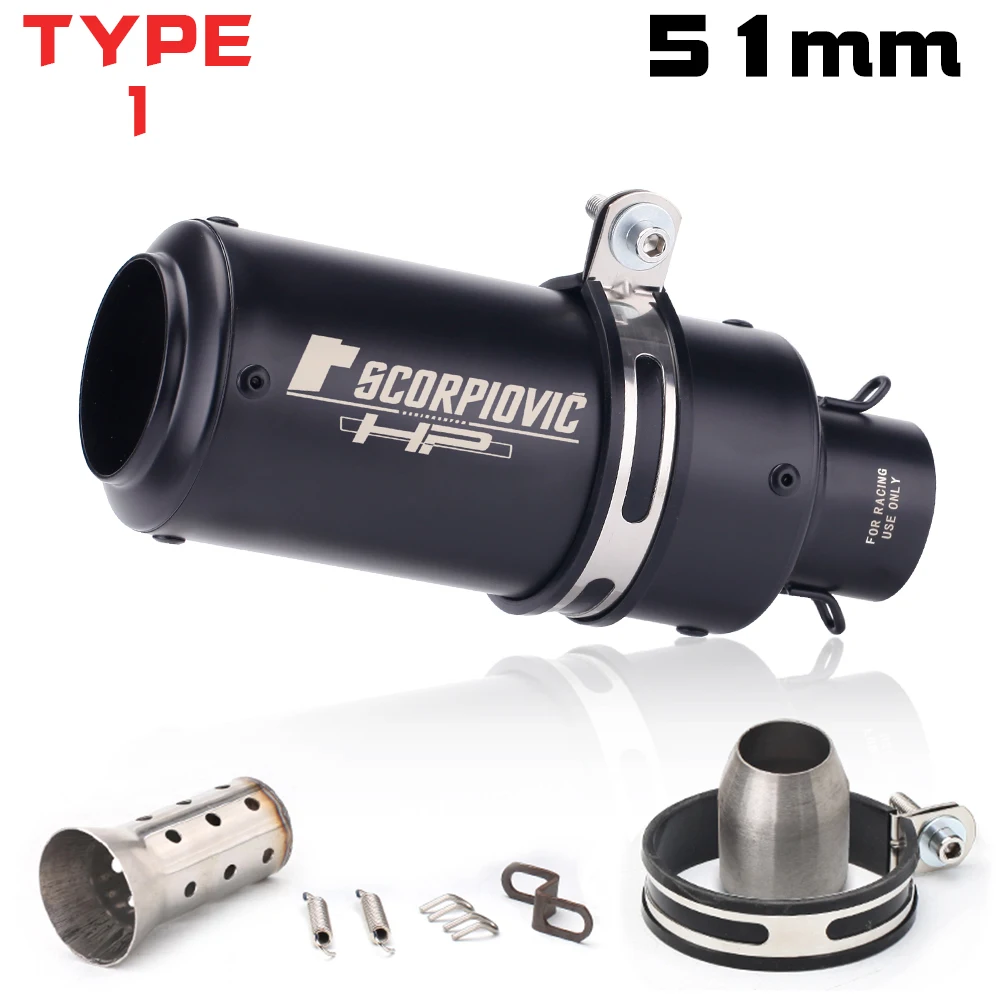 Universal, 51mm, 61mm exhaust silencer for motorcycles, dirt bike, atv, removable, db killer, exhaust tips, stainless steel