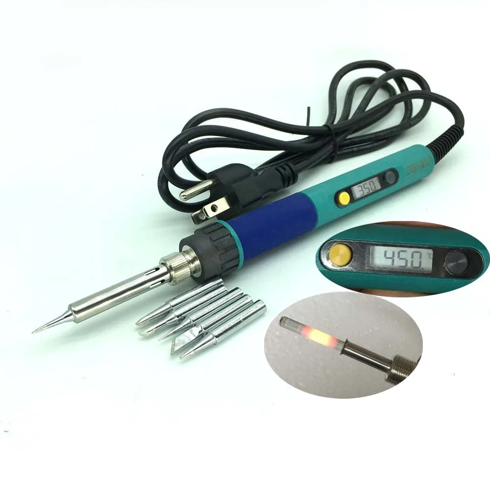 936d LED Digital Constant Temperature Adjustable Professional Electric Soldering iron 110V 60W Rework Welding Tool + 5PCS Tips