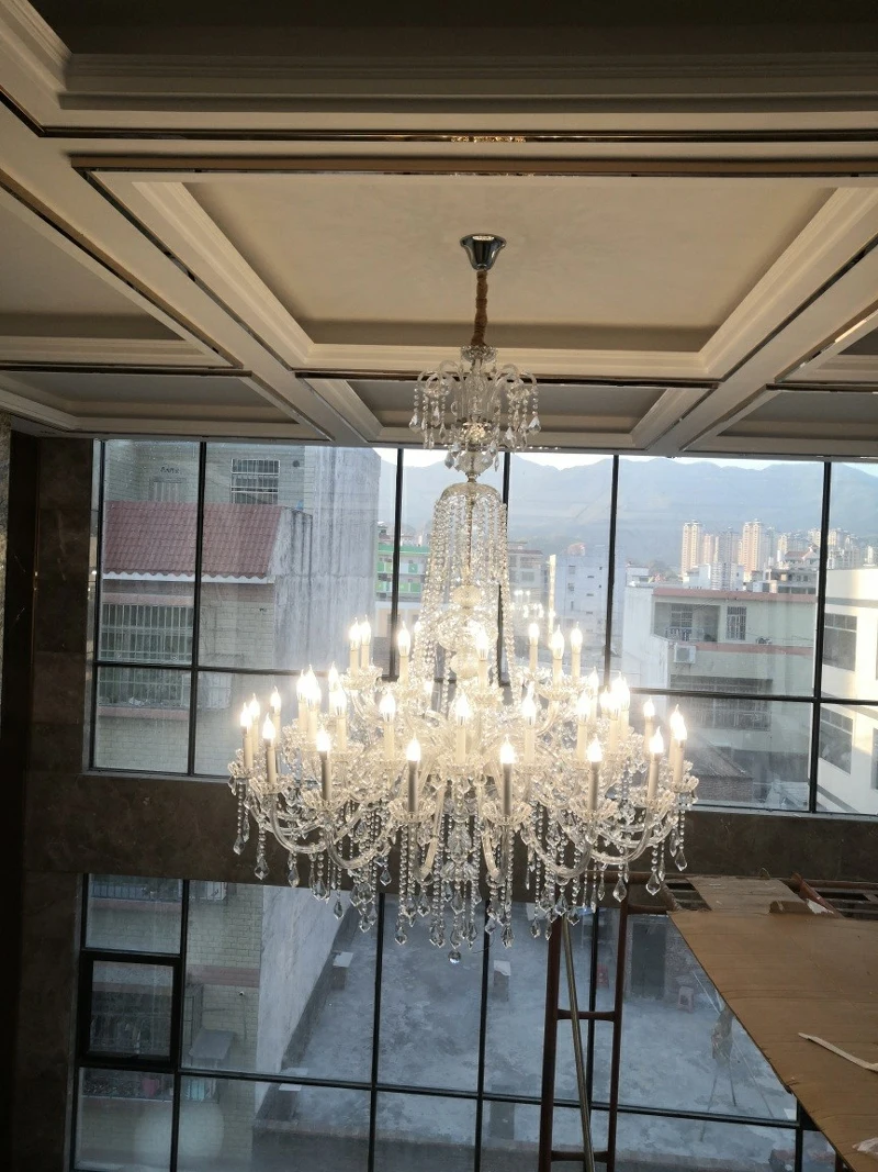 Classic Large Crystal Chandelier Ceiling Living Room Empire Hanging Lighting Bohemian For Hotel Lobby Lamp LED Noble Foyer