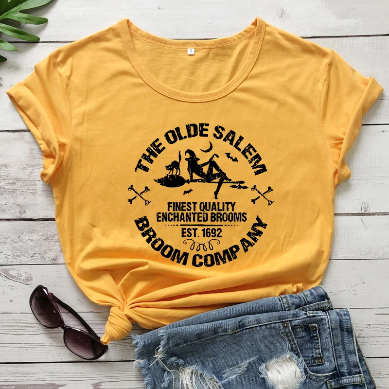 The Olde Salem Broom Company T-shirt Aesthetic Witch Halloween Party Tshirt Funny Witchy Woman Gothic Top Tee Shirt