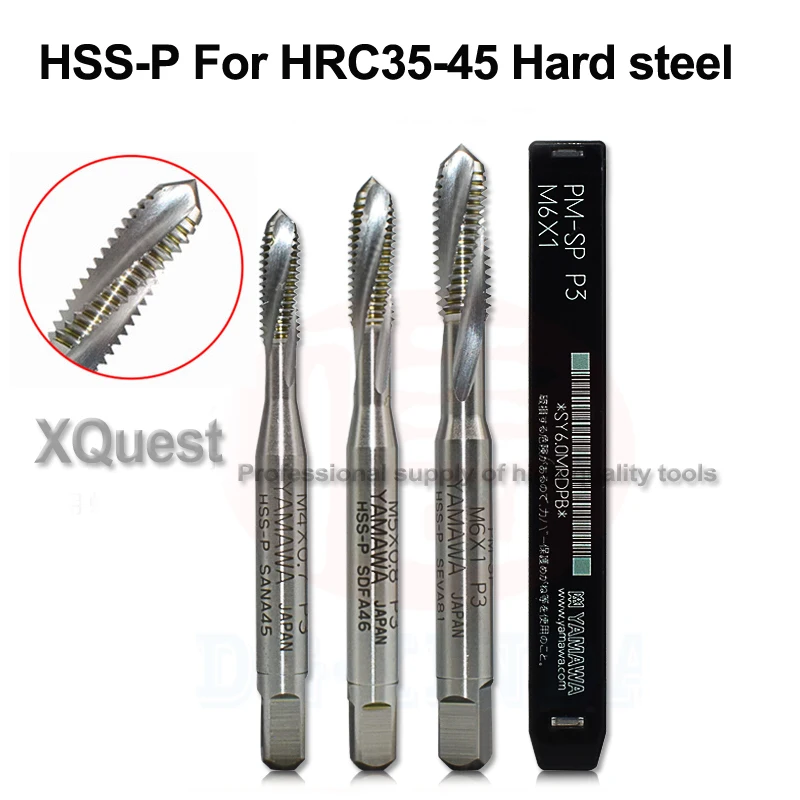 YAMAWA HSS-P Spiral flute taps M3 M4 M5 M6 M8 M10 M12 Machine tap for HRC35 HRC45 heat treated Die steel