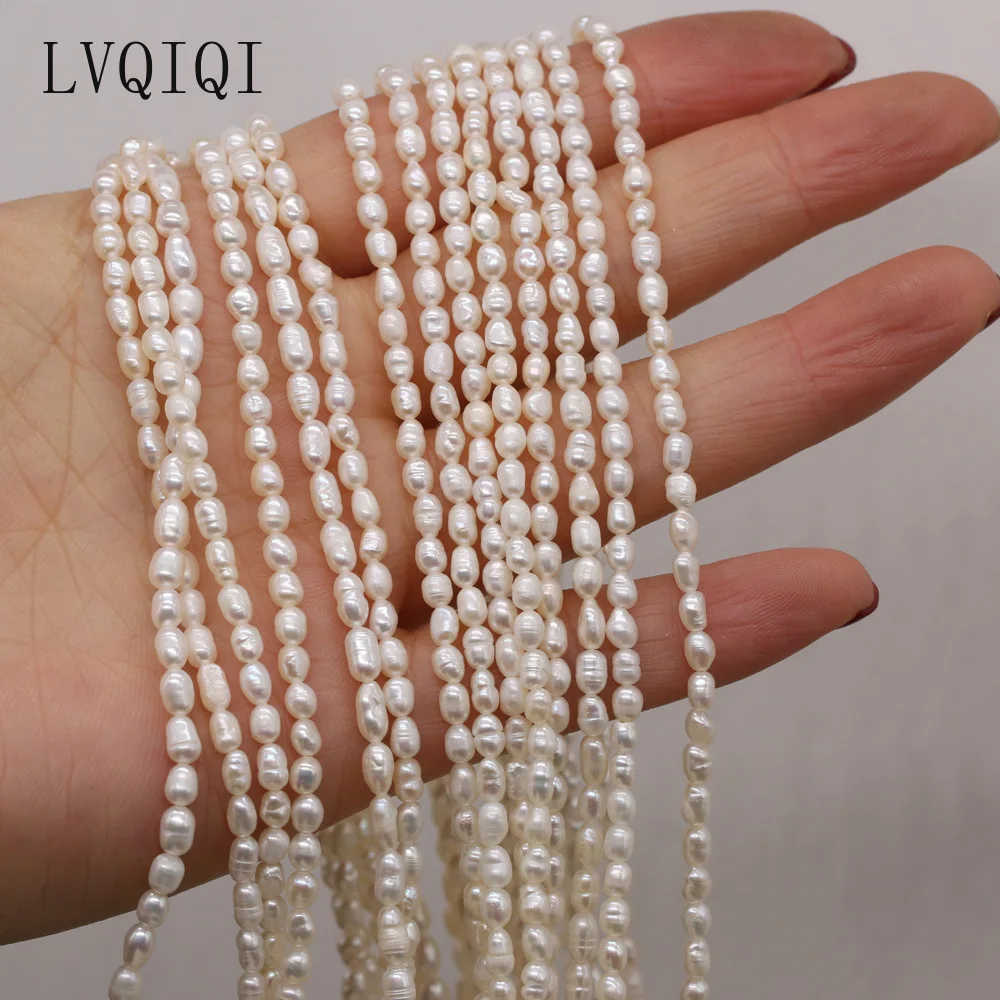 Natural Freshwater Pearl Beaded High Quality Rice Shape Punch Loose Beads For Making Jewelry DIY Bracelet Necklace Accessories