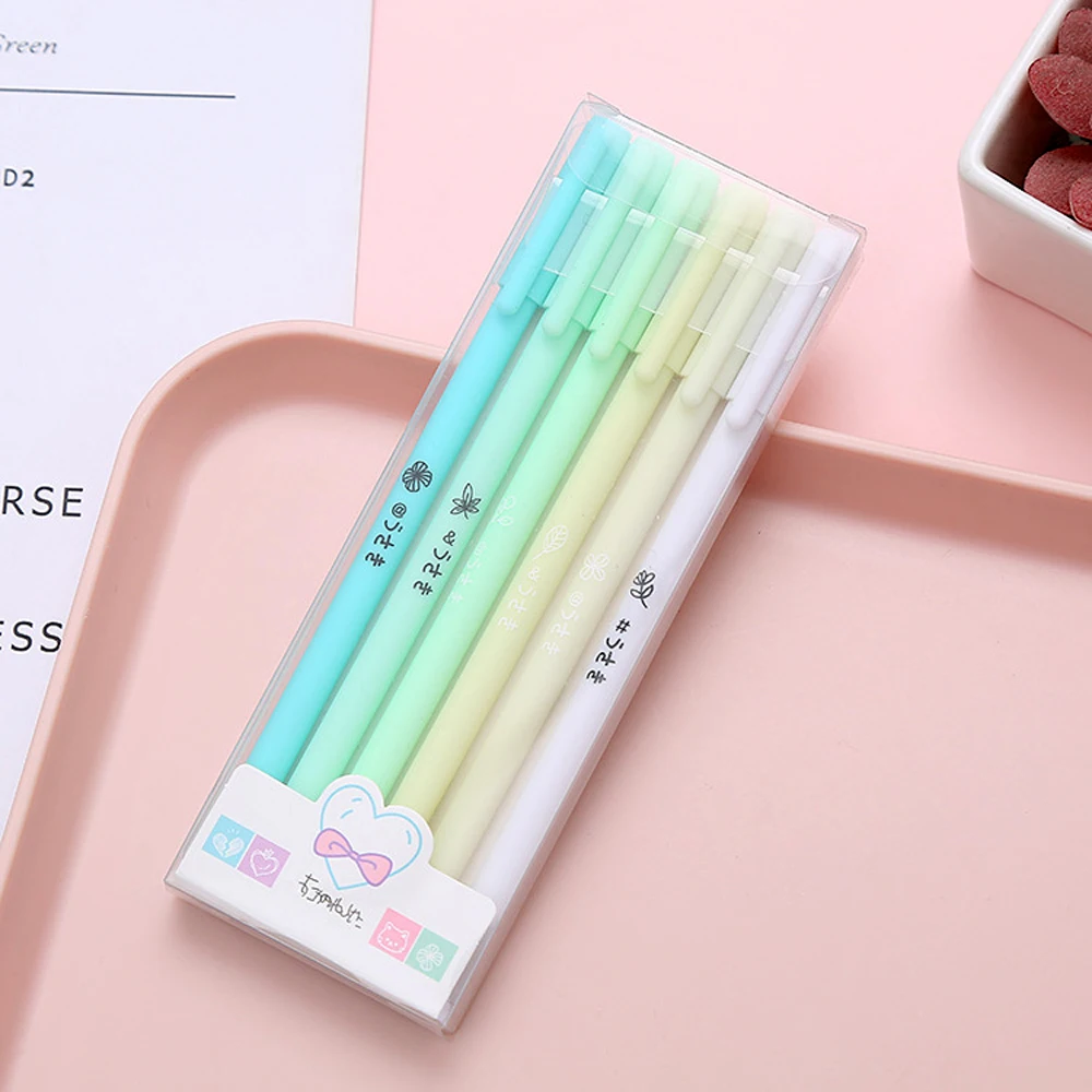 6 Teile/satz Nette Morandi Gel Stift Kawaii 0,5mm Schwarz Kugelschreiber Büro Schule Schreibwaren Student Writing Wasser Stift neutral Stift – Detail 5