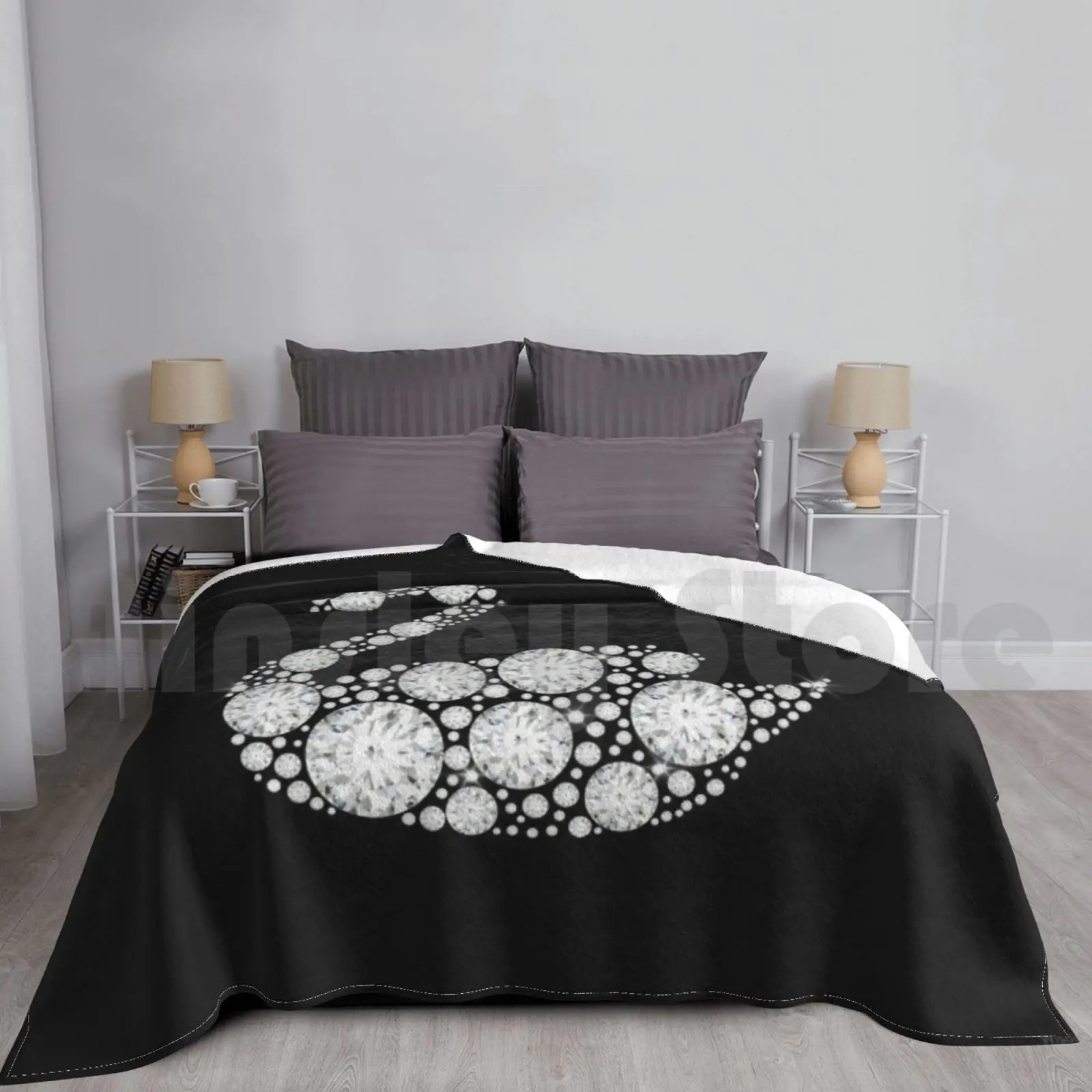 Diamond Swan Blanket Fashion Custom Swan Swans Bird Birds Swan Lake Lake Pond White Swan Feathers Royal