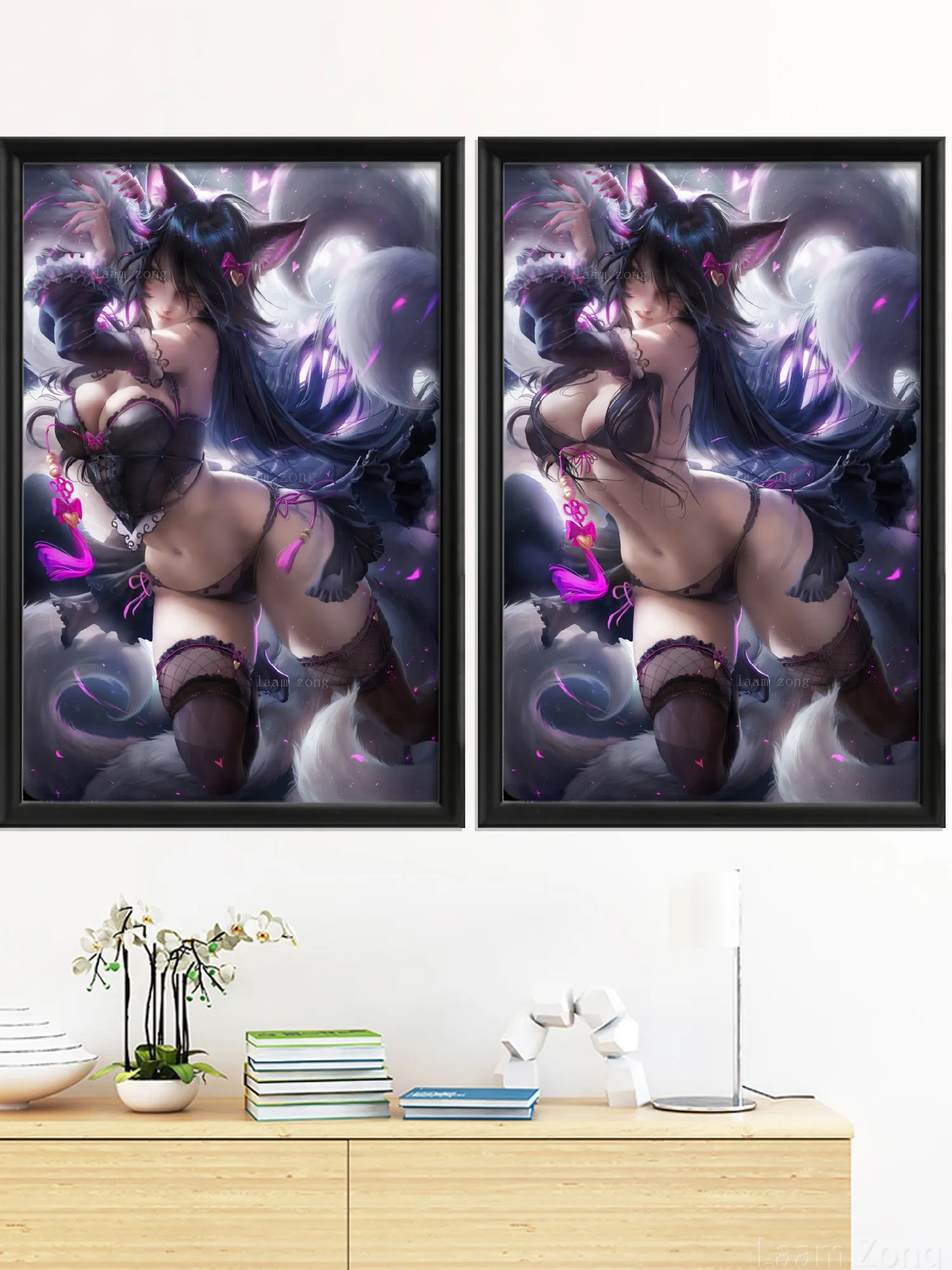 Kaisa Kawaii Akali Ahri Sona league of legends Cartoon Game Sexy Nude Girl League of Legends Art-Poster Decoration Picture Silk