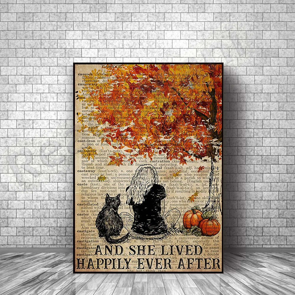 

C'est la période la plus heureuse de l'année, elle a depuis vécu une vie heureuse.Affiches, feuilles d'automne, art mural, fille