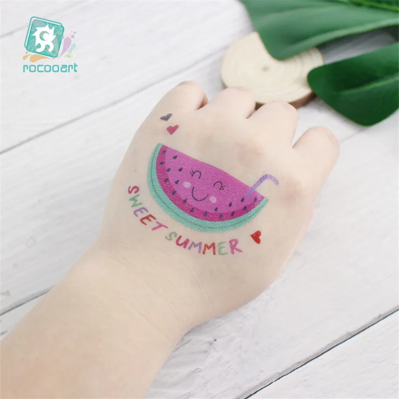 Rocooart Cartoon Fruit Tattoo For Kid Cute Fake Taty Children Tatouage Temporaire Body Art Waterproof Temporary Tattoo Sticker.