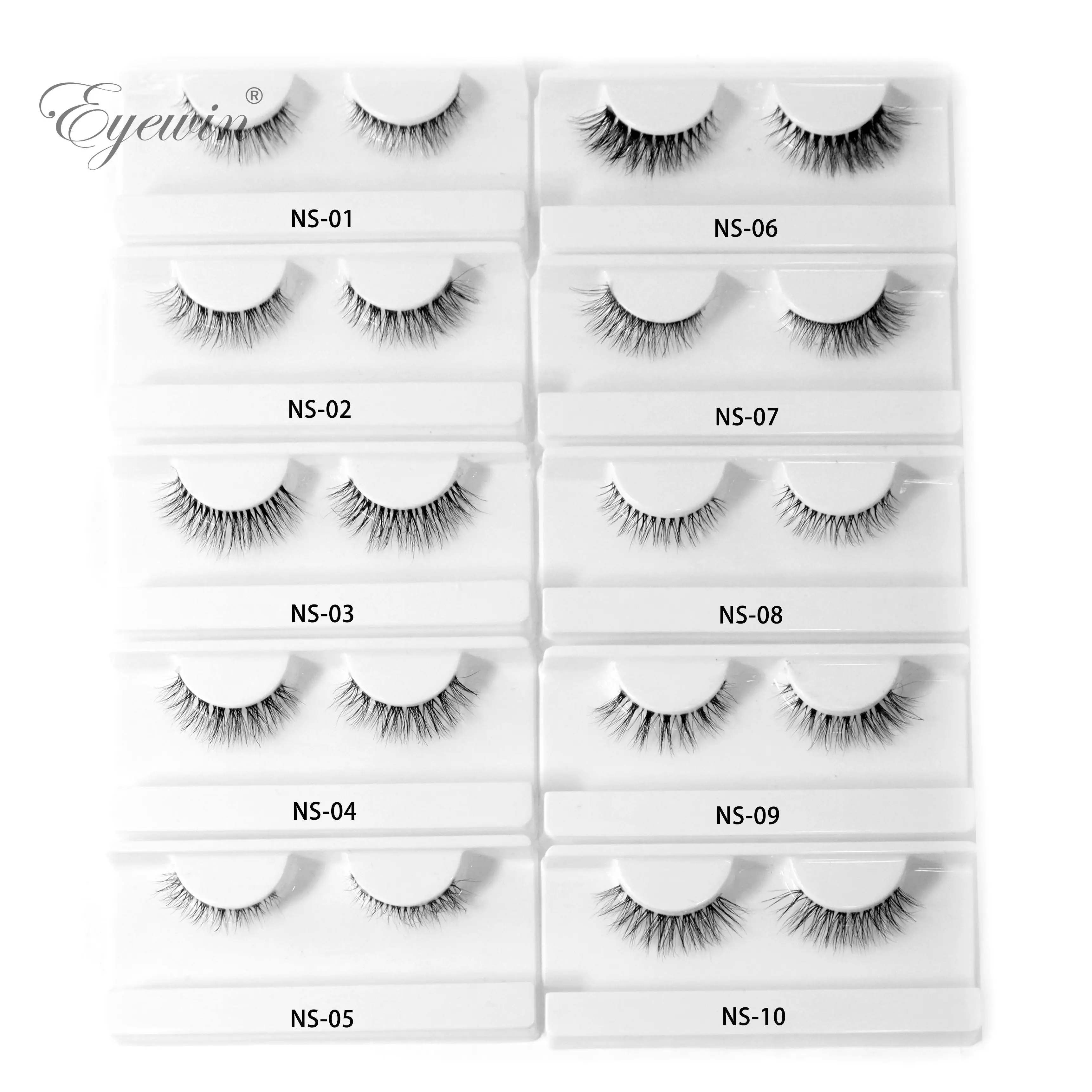 Eyewin 3D Mink Invisible Lash Handmade Crisscross Eyelashes Clear Band Soft Strip Eyelash Natural Long Wispy False Lashes Makeup