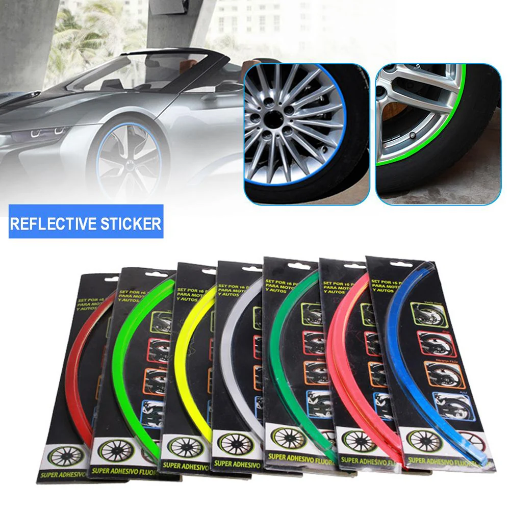 16 PCs Reflective Wheel Rim Stickers 14-18 Inch