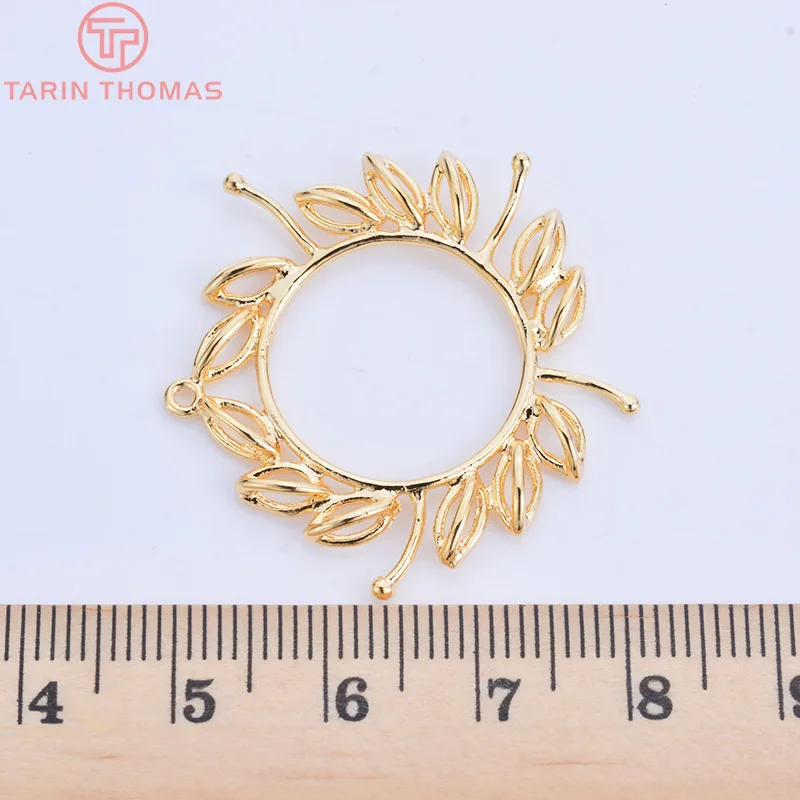 (947)4PCS 30x32MM 24K Gold Color Plated Brass Flower Charms Pendants High Quality DIY Jewelry Making Findings