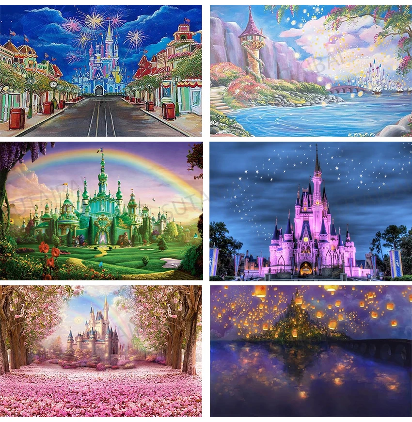 Wonderland Fairy Castle Photography Background  Flowers Kid Princess Girls Birthday Party Backdrop Photo Studio Prop Wallpaper