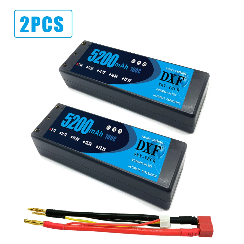 Batteria 2 pezzi DXF Lipo 2S 7.4V 8400mah 6500mah 5200mah 120C 100C 100C con custodia rigida 4mm per RC Evader BX Car Truck Truggy Buggy