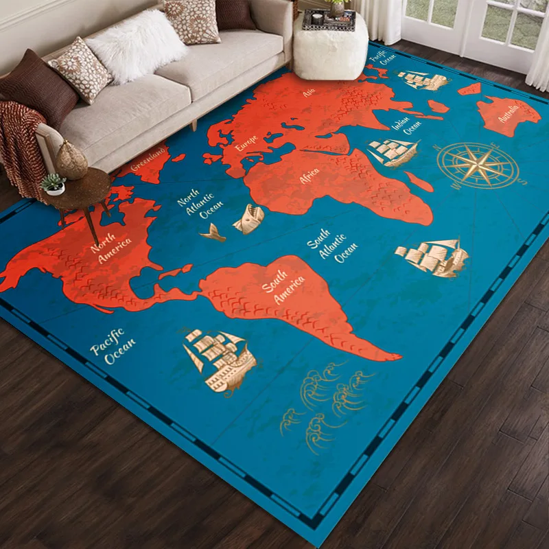 3d Printed Map Rug Home Living Room Sofa Floor Cushion Bedroom Full of Bedside Blanket Carpet