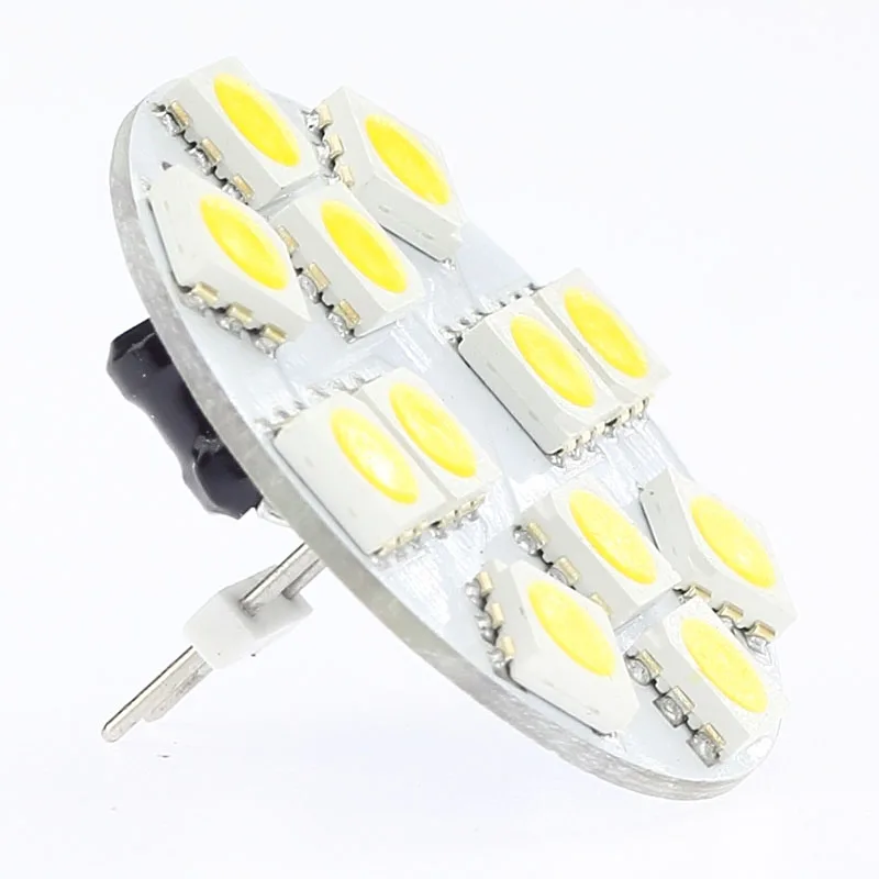 Led G4 Light 12SMD 5050 High Power Rear Pin AC/DC10-30V Marine Lamp Boat Bulb White Warm White Round Board 1pcs/lot