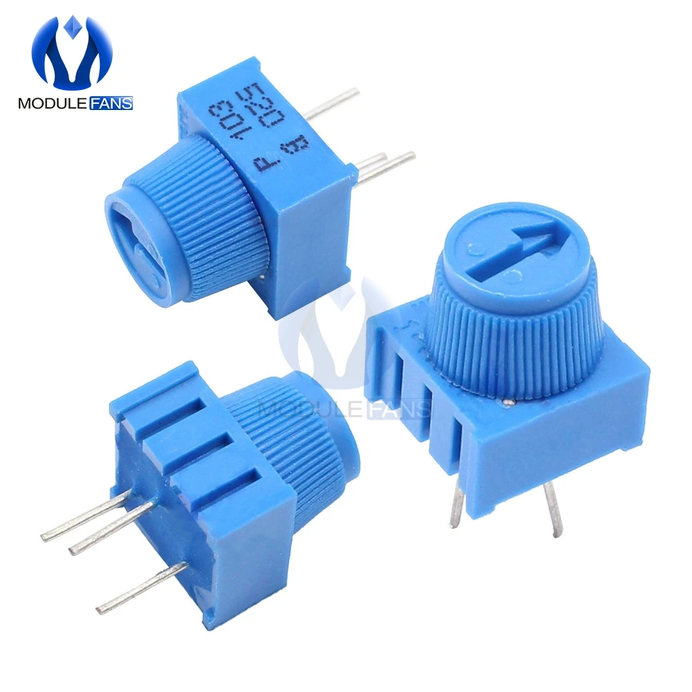 10PCS Potentiometer Resistor 10K Ohm Single Turn Breadboard Trim Potentiometer With Knob for Arduino Trimpot