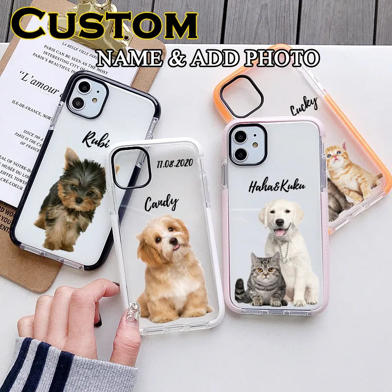 Custom Pet Portait Phone Case for iphone 13 12 11 14Pro Max xsmax xs 15 Plus Cover Personalised Pet Illustration Shockproof Case