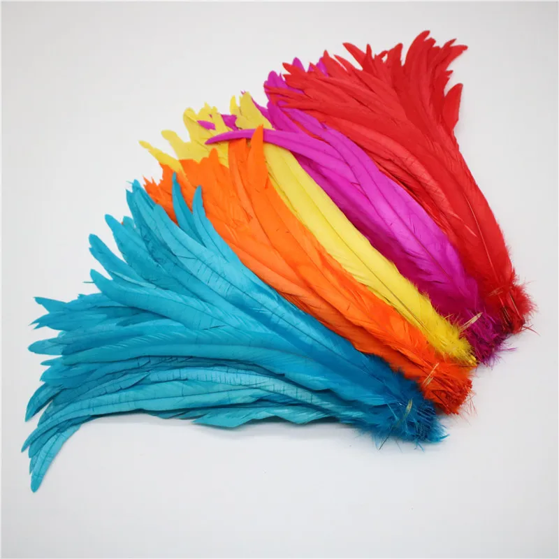 

Wholesale 100pcs Natural Cock Tail Feathers 25-40cm / 10-16inch Clothing Decoration Stage Performance Rooster Feathers Plume