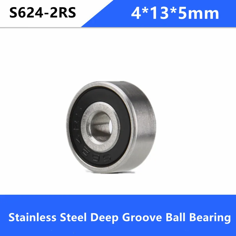 50/100pcs ABEC-5 S624 S624RS S624-2RS 4*13*5mm Stainless Steel ball bearing Miniature Deep Groove Ball bearing 624 4x13x5mm