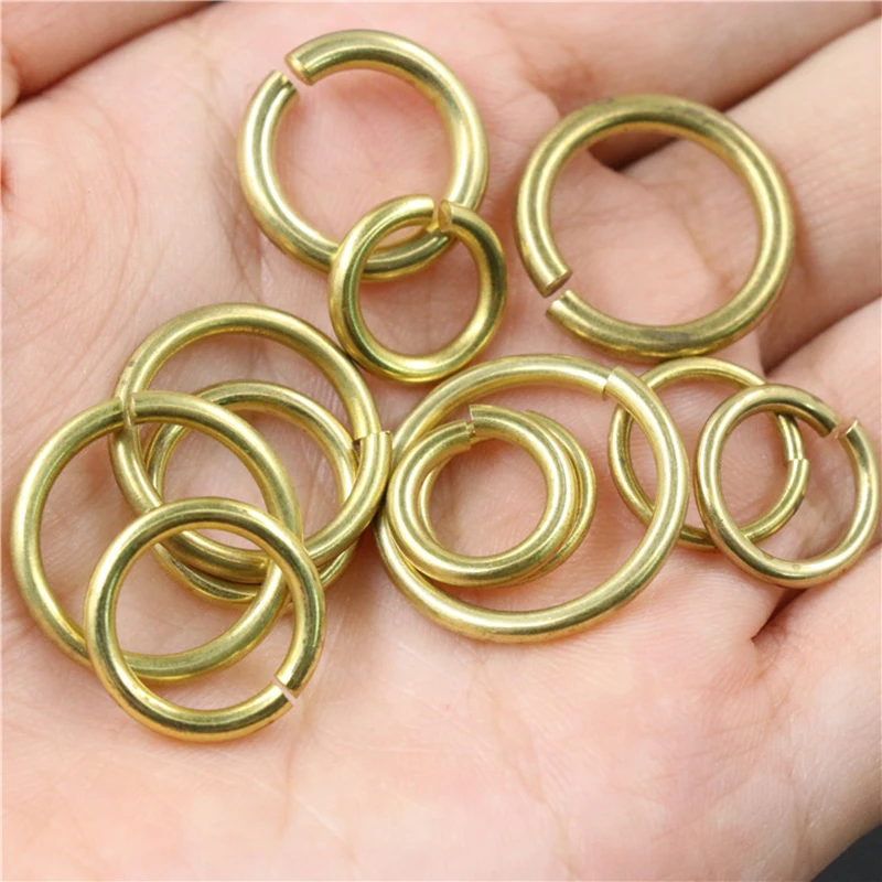 50pcs Solid Brass Open O Ring Seam Round Jump Ring Garments Shoes Leather Craft Bag Jewelry Findings Repair Connectors